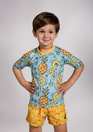 Çocuk Rashguard & UV Koruyucu Kısa Kollu Mayo Pineapple