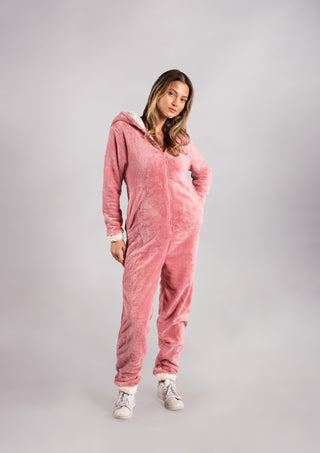 Peluş Tulum Pijama Takımı Pembe