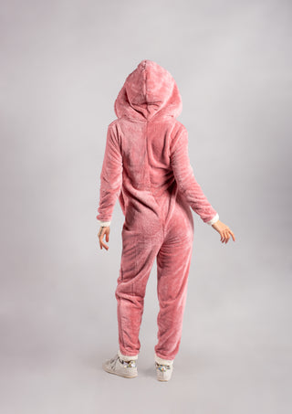 Peluş Tulum Pijama Takımı Pembe