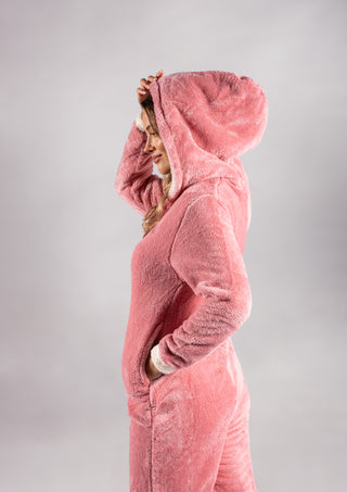 Peluş Tulum Pijama Takımı Pembe