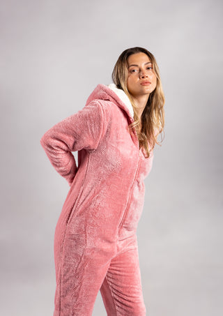 Peluş Tulum Pijama Takımı Pembe